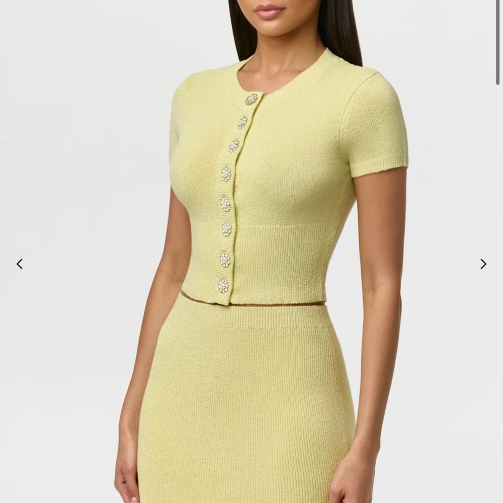 naked wardrobe Lemon Yellow Cropped Short-Sleeve Cardigan